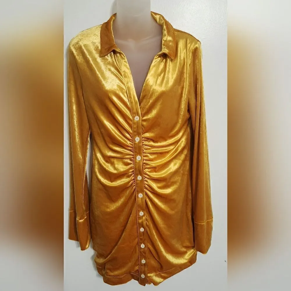 NWOT Free people Shayla Velvet Mini size M yellow